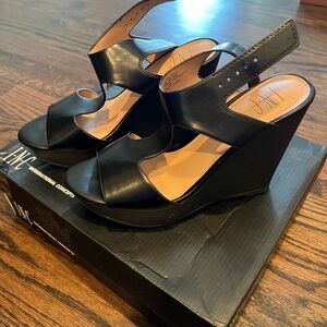 I•N•C  Black Wedge Sandals